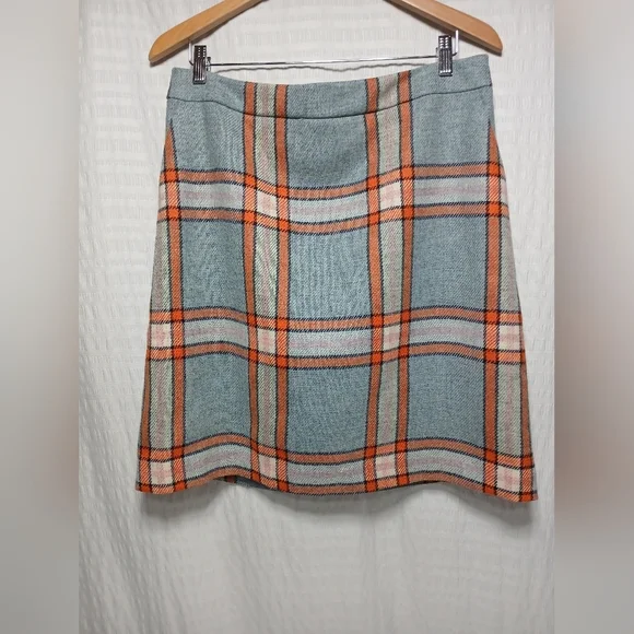 Boden 100% Wool Tweed Plaid A Line Mini Skirt. Ladies Size 10 - Picture 2 of 11